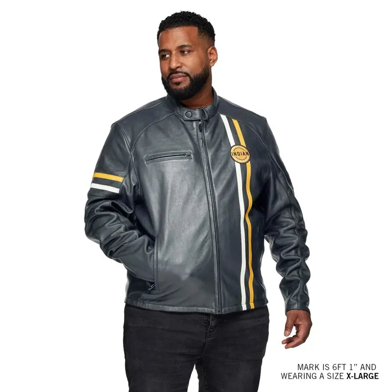 Men's Cafe Leather Jacket, Black