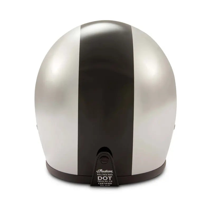 Gloss Stripe Retro Full Face Helmet, Silver
