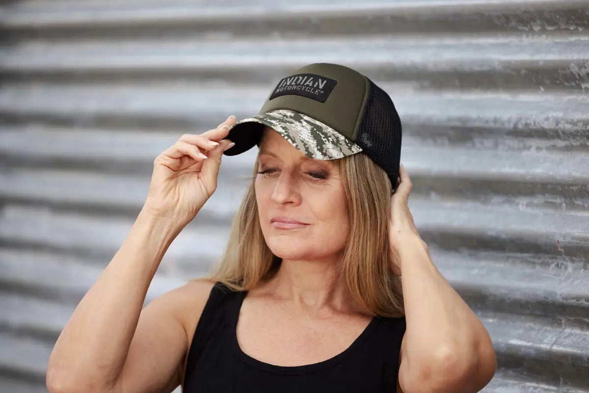 Camo Peak Trucker Cap, Khaki