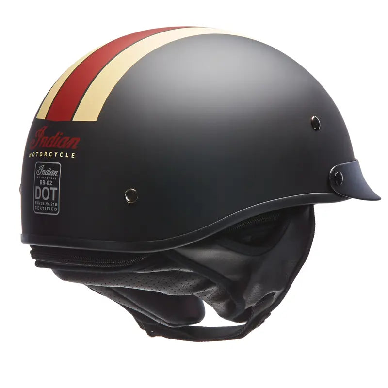 Half Helmet with Retro Racing Stripe, Black