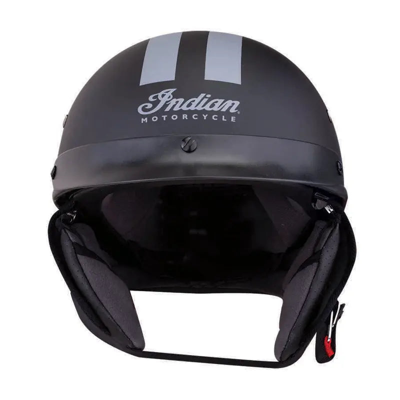 Half Helmet with Gray Stripe, Black